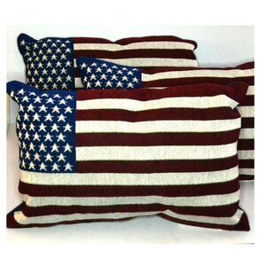 Set Of 3 Small Throw Pillows American Flag Design Made USA NIP Home Decor